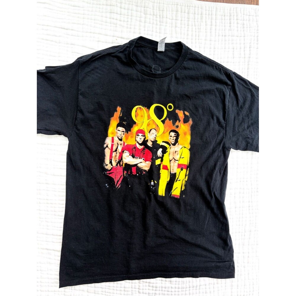 Vintage 98 Degrees Heat It Up Tour Tee 90s Band Shirt Black Large